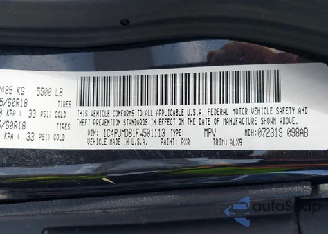 2015 Jeep Cherokee Limited z USA, uszkodzony, nr VIN 1C4PJMDB1FW501113